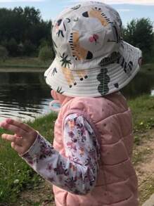2pcs Kids' Bucket Hat With Animal Park & Construction Vehicle Patterns, Unisex, Great For Daily Outdoor Activities, Beach, Sun Protection - Multicolor - View 7