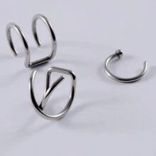 3pcs/Set Fashionable & Simple Fake Lip Piercing Lip Rings For Daily Wear, Suitable For Women - 3 Pieces Of Lip Rings - View 10