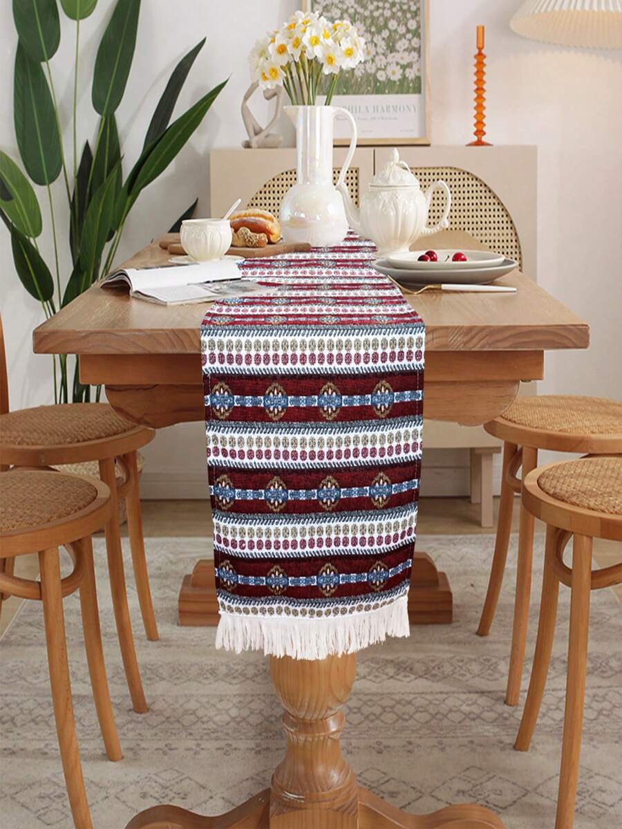 1PC American Retro Luxury Table Runner And  Table Runner Desktop Decoration - Deep Red - View 1