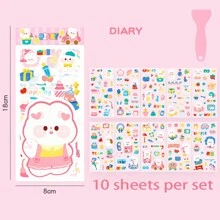 1入超可愛的卡通防水透明pet貼紙,diy帳本材料,手機殼,水杯,日常必需品裝飾貼紙 - 彩色 - 查看 5
