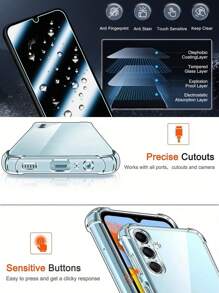 2合1透明手機殼，適用於三星Galaxy A14 A24 A34 A54 A13 A33 A53 5G，防震手機殼，適用於三星S23 S22 S21 Plus Ultra FE手機殼，附手機屏幕保護貼，iPhone 15 Pro Max 14 13 12 XR - 無色 - 查看 7