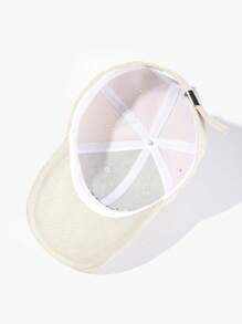 1個'it Is What It Is'刺繡灰色灯芯絨棒球帽,適合戶外運動和休閒度假 - 米色 - 查看 3