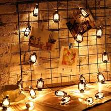 1pc 10/20/30/40 LED Black Lantern String Lights, Size Options: 59.05in/118.11in/177.16in/236.22in, Mini Oil Lamp Style String Lights, Suitable For Indoor Outdoor Patio Garden Holiday Home Party Camping Decor - 黑色 - 查看 6
