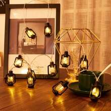 1pc 10/20/30/40 LED Black Lantern String Lights, Size Options: 59.05in/118.11in/177.16in/236.22in, Mini Oil Lamp Style String Lights, Suitable For Indoor Outdoor Patio Garden Holiday Home Party Camping Decor - 黑色 - 查看 5