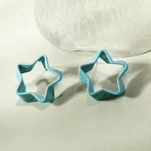 1對3d彩繪可愛星形耳針,適合女性日常佩戴 - 星星 - 查看 9