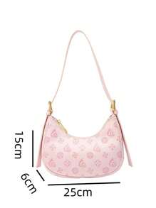 Neuankömmling 2024 Damen rosa Achseltasche, Schulter-Umhängetasche mit sichelförmiger Form, perfekt für lässige Frühlings- und Sommer-Outfits (Hinweis: Die Verpackungstasche auf dem Bild ist nicht enthalten)