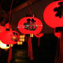 1個10個新年燈籠,新年裝飾led閃爍串燈,春節祈福燈籠,紅燈籠迎接新年室內裝飾燈,2節aa電池供電,不含電池 - 紅色 - 查看 2