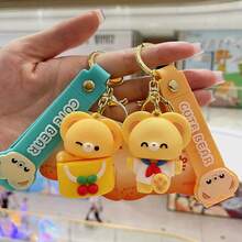1pc Unisex Yellow Cartoon Bear Keychain Made Of Silicone Material, Adding Dynamism And Suitable For Daily Use - Vibrant Bear--school Uniform - View 4