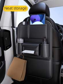 DERANFU 1pc Leather Multifunctional Car Backseat Organizer With Simple Design, Back Seat Storage Bag For Universal Use