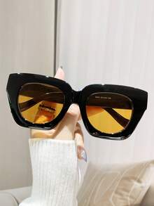 1 Miếng Không giới tính Hình vuông Khung Oversized Thời gian rảnh rỗi Retro Tối giản Đường phố Mát mẻ Kính râm Đối với Kỳ nghỉ - Màu vàng - Xem 1