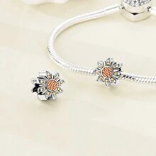 Silver Plated Charm Orange Sunflower Series Charm Bead Is Suitable For Diy Female Bracelet Pendants Valentines