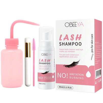 Free Eyelash Extension Cleanser With Brush And Rinse Bottle Foaming Lash Shampoo For Extensions And Natural Lashes Makeup Remover For Salon And Home Use Lash Glue,Eye Lash Glue