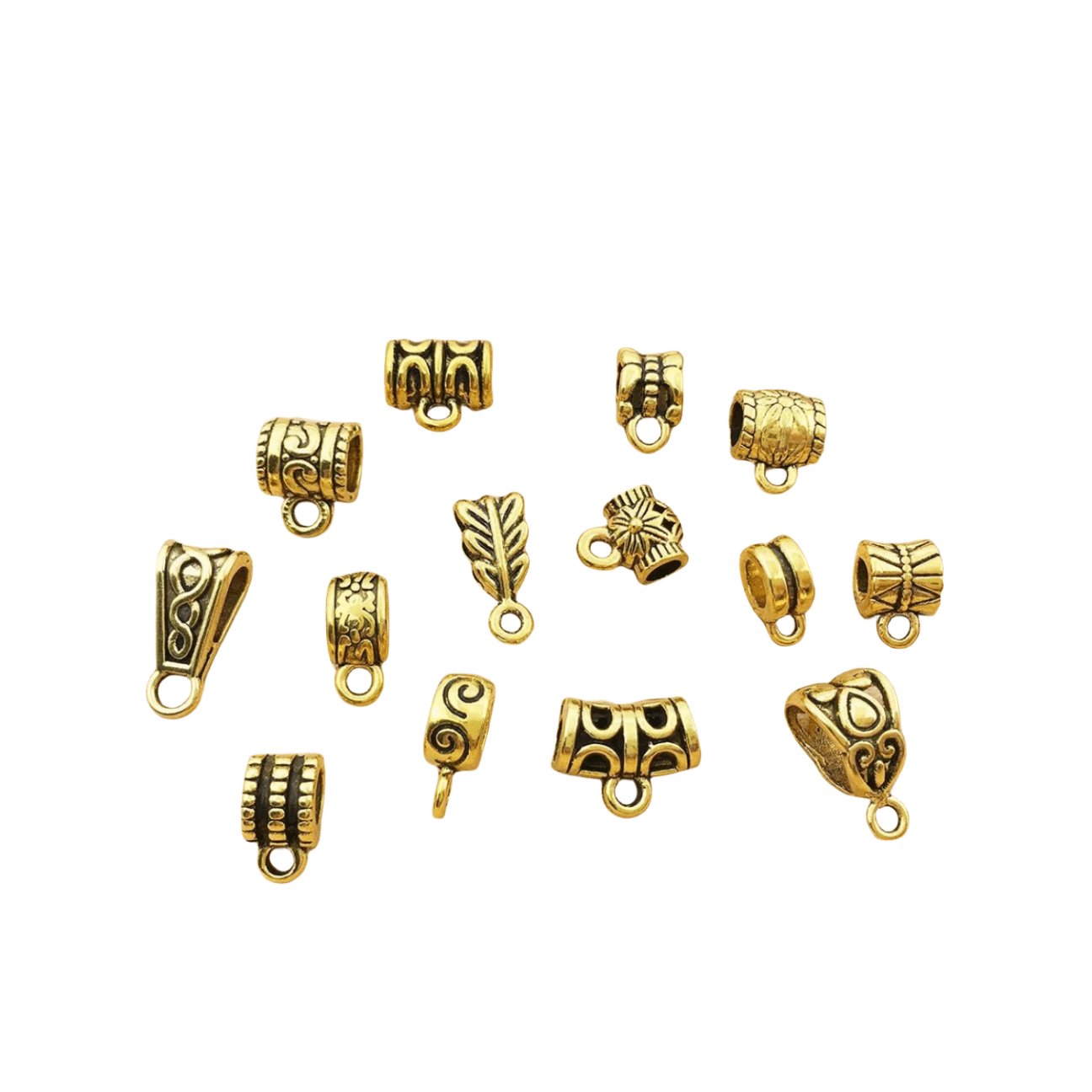 14pcs Random Diy Antique Golden Tone ThreeWay Connector Pendant Bead