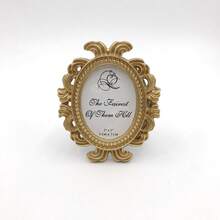 1pc Classic Resin Baroque Style Mini Oval Photo Frame For Wedding Guest Name Place Card Holder - Gold - View 6