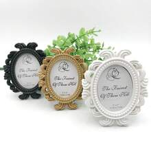 1pc Classic Resin Baroque Style Mini Oval Photo Frame For Wedding Guest Name Place Card Holder - Gold - View 4