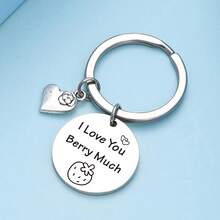 1pc Unisex Strawberry Shaped Stainless Steel Keychain, Minimalist Design Creative Personalized Pendant, Fruit Lovers Gift, Wedding Jewelry, Couple Gift - Silver - View 2