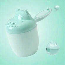 1入可愛卡通淋浴噴頭嬰兒洗頭杯,洗髮匙,浴缸匙,多用途水杯,兒童牙刷杯 - 綠色 - 查看 9