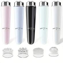 新款迷你眼部按摩器電動美容儀器便攜式v型臉部按摩棒四合一電動面部按摩迷你肌肉穴位按摩器情侶禮物 - 藍色 - 查看 3