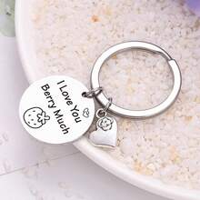 1pc Unisex Strawberry Shaped Stainless Steel Keychain, Minimalist Design Creative Personalized Pendant, Fruit Lovers Gift, Wedding Jewelry, Couple Gift - Silver - View 4