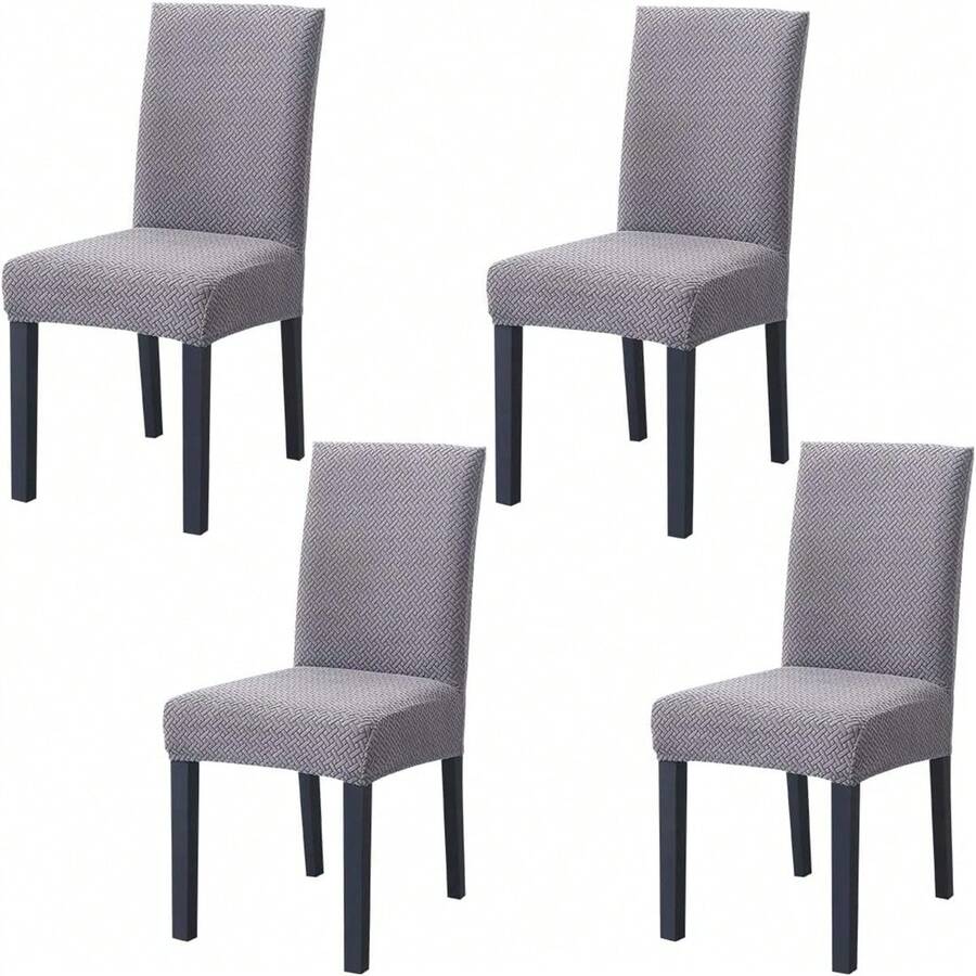 4PACK Dining Chair Covers Stretch Elastic Removable Chairs Slipcovers Washable High Back Chair Protectors For Dining Room, Hotel, Banquet, Kitchen - Light Grey - View 1