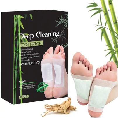 12pcs Ai Grass & Bamboo Charcoal Foot Patch For Foot Massage, Sleep Aid, Foot Care