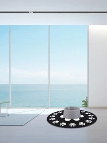 Water Absorption, Slip Resistant, Reusable Feeding Mat For Cats And Dogs, Round Shape, Can Be Used As A Rest And Sleeping Mat - White - View 3