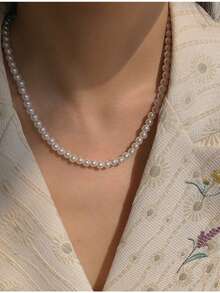 1pc Faux Pearl Choker Necklace, 6cm/8cm/10cm, Fashionable And Versatile, Creative Gift And Decorative Accessory - Pearl Necklace - View 8