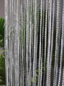 1pc Shiny Silver Thread Curtain With Thickened S Curtain Design And Tassel Decoration, Used For Window, Door, Room, Wedding Decoration