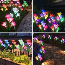 1/2PCS Solar Lily Light, Solar Flowers Lights Garden Stake Outdoor Waterproof 7 Color Changing Solar Garden Lights For Garden Patio Yard Party Wedding Holiday Outdoor Decoration - Multicolor - View 8