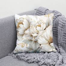 1入組聚酯纖維單面金色花紋數字印花裝飾靠墊套,45*45公分,隱蔽拉鍊設計,不含靠墊內芯,適用於客廳和臥室 - 彩色 - 查看 5