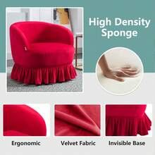 HOMEFUN Swivel Barrel Chair, Comfy Round Accent Sofa Chair For Living Room, 360 Degree Swivel Barrel Club Chair, Leisure Arm Chair For Nursery, Hotel, Bedroom, Office, Lounge - 紅色 - 查看 2