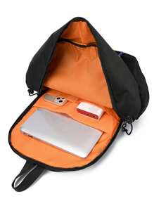 可爱怪物图案校园背包，尼龙防水青少年背包，黑色黑色背包休闲背包礼物情人节礼物背包夏季学院包爸爸书包假日电脑鲨鱼元素动物印花设计卡通印花迷彩时尚休闲印花字母印花涂鸦印花背包包圣诞节黑色包假日必备旅行包返校海滩笔记本电脑包运动生活夏季包春假包背包旅行必备品大包