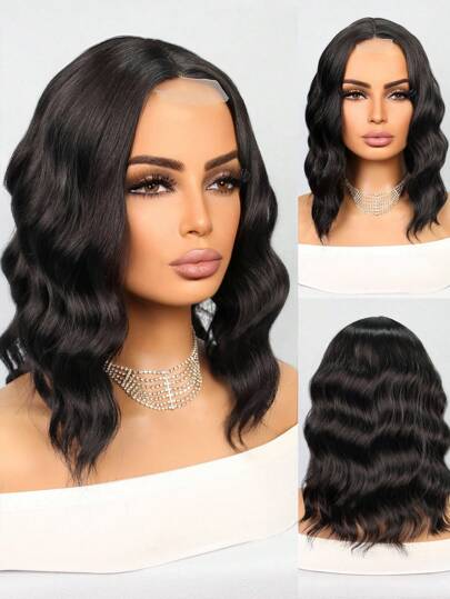 万圣节服装假发合成耐热 U 型蕾丝假发 4*2 短波浪发 14 英寸渐变日常使用高品质女士女孩自然外观优质合成柔软初学者友好假发