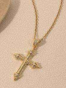 1個歐美風格時尚和優雅的鍍銅吊墜項鍊,適合女性 - 彩色 - 查看 2