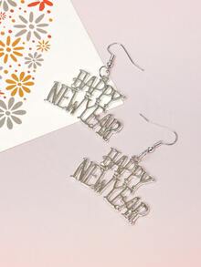 歐美節日快樂新年1對英文字母形狀的合金耳環,適合女性日常穿戴 - 白色 - 查看 3