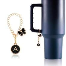 Letter Charms Accessories For  Cup Name Id Plate Initial Letter Handle Personalized Charm For  Tumbler Water Cup Handle Identification Letter Charm Chain - Butterfly-black - View 1
