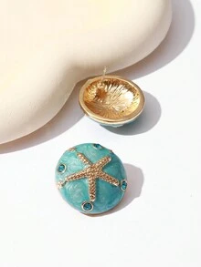 海濱度假風格海洋元素海星形可愛耳環女款 - 水鴨藍 - 查看 3