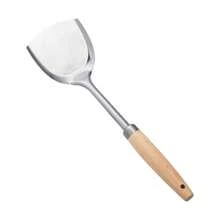 1pc Silver Stainless Steel Kitchen Utensil Set With Wooden Handle, Cooking Spatula For Home Use - Silver - View 1