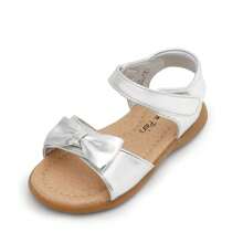 Girls' Sandals New Bow Princess Shoes Adjustable Hook Loop Design Soft-Soled Casual Girls' Beach Shoes In Summer - 銀色 - 查看 5