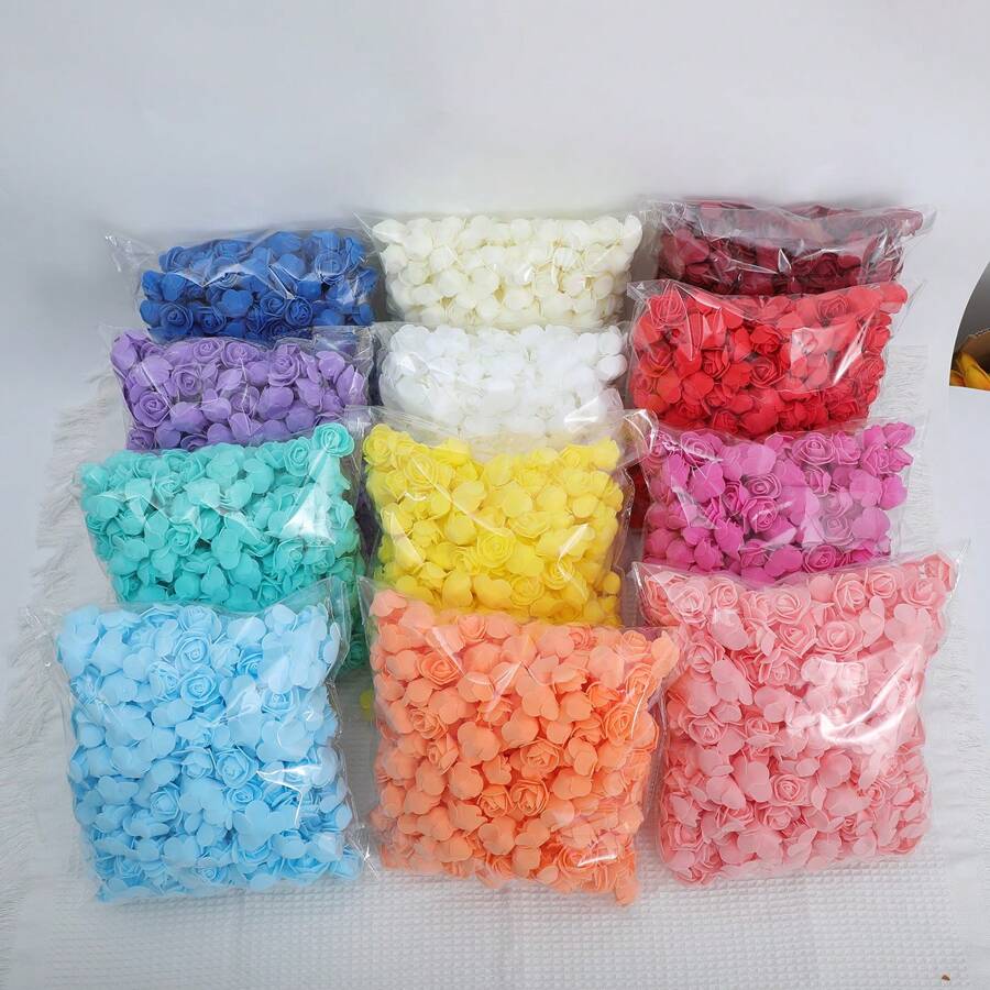 50/100/200/300/400/500入組迷你假玫瑰,適用於diy婚禮花束擺設、派對、嬰兒淋浴、相簿剪貼、禮品盒、diy藝術品、花圈 - 彩色 - 查看 1