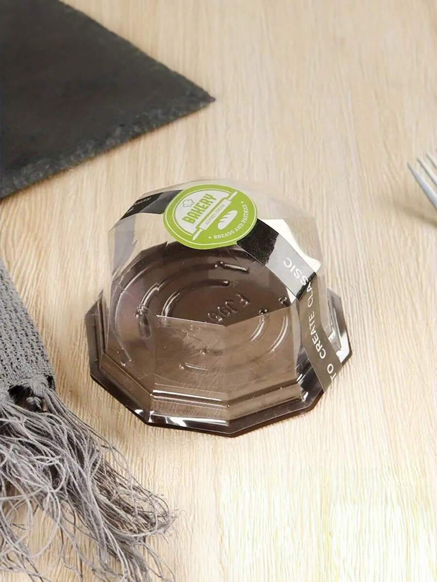 8pcs Cheesecake Packaging Box, Pp Pastry Container, Round Cake Box, Suitable For Home Baking, Picnic Party, Baking Packaging Supplies - Black - View 1