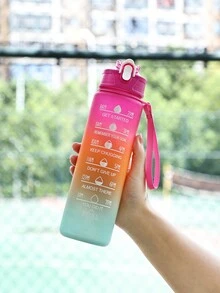800ml Gradient Color Sports Water Bottle With Straw, Suitable For Camping, Running, Swimming, Cycling. Ideal For Gifting During Christmas Or Valentine's Day. - Black - View 4