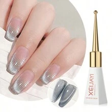XEIJAYI 1瓶 10ml 藍色貓眼磁性指甲油，全息粉色貓眼凝膠指甲油，DIY凝膠指甲油 - 淺藍色 - 查看 3