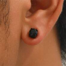 1 Peça Clipe De Orelha Magnético De Aço Inoxidável Com Zircônia Cúbica De 4 Garras Para Uso Diário E De Festival Masculino (adequado Para Orelhas Não Perfuradas)