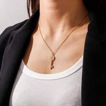 時尚且多用途的簡約鑰匙造型金屬項鍊,適用於女性 - 款式1 - 查看 7