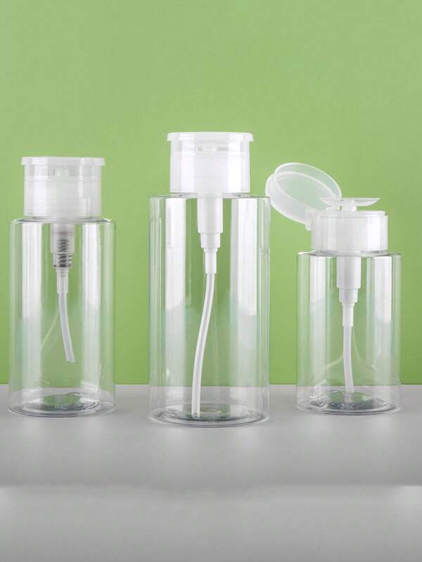 زجاجة شفافة بسعة 150 مل/200 مل/300 مل للضغط لتحتوي على المستحضرات السائلة مثل اللوشن، طلاء الأظافر، المستحضرات التجميلية، إزالة المكياج وتغليف الهدايا Diy