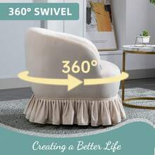 HOMEFUN Swivel Barrel Chair, Comfy Round Accent Sofa Chair For Living Room, 360 Degree Swivel Barrel Club Chair, Leisure Arm Chair For Nursery, Hotel, Bedroom, Office, Lounge - 米色 - 查看 3