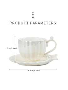 1 套珍珠漸層釉 240 毫升咖啡杯和碟,陶瓷 Ins 風格杯子設計不受歡迎的水杯茶具優雅杯子套裝