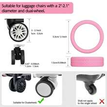 8入組行李箱輪胎套-適用於大部分8個旋轉輪行李箱或辦公室椅子輪胎的矽膠輪胎保護套,耐用、靜音且具有減震效果 - 粉色 - 查看 5