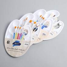 1入組藝術畫油畫筆工具顏色調色盤套裝（1個調色盤+6支畫筆） - 彩色 - 查看 6